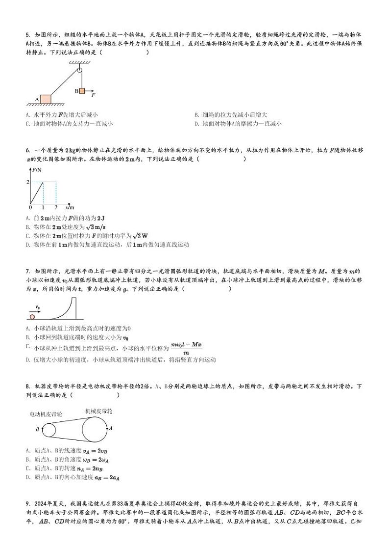 2024～2025学年湖北高三上学期期中物理试卷(部分高中11月)[原题+解析版]第2页
