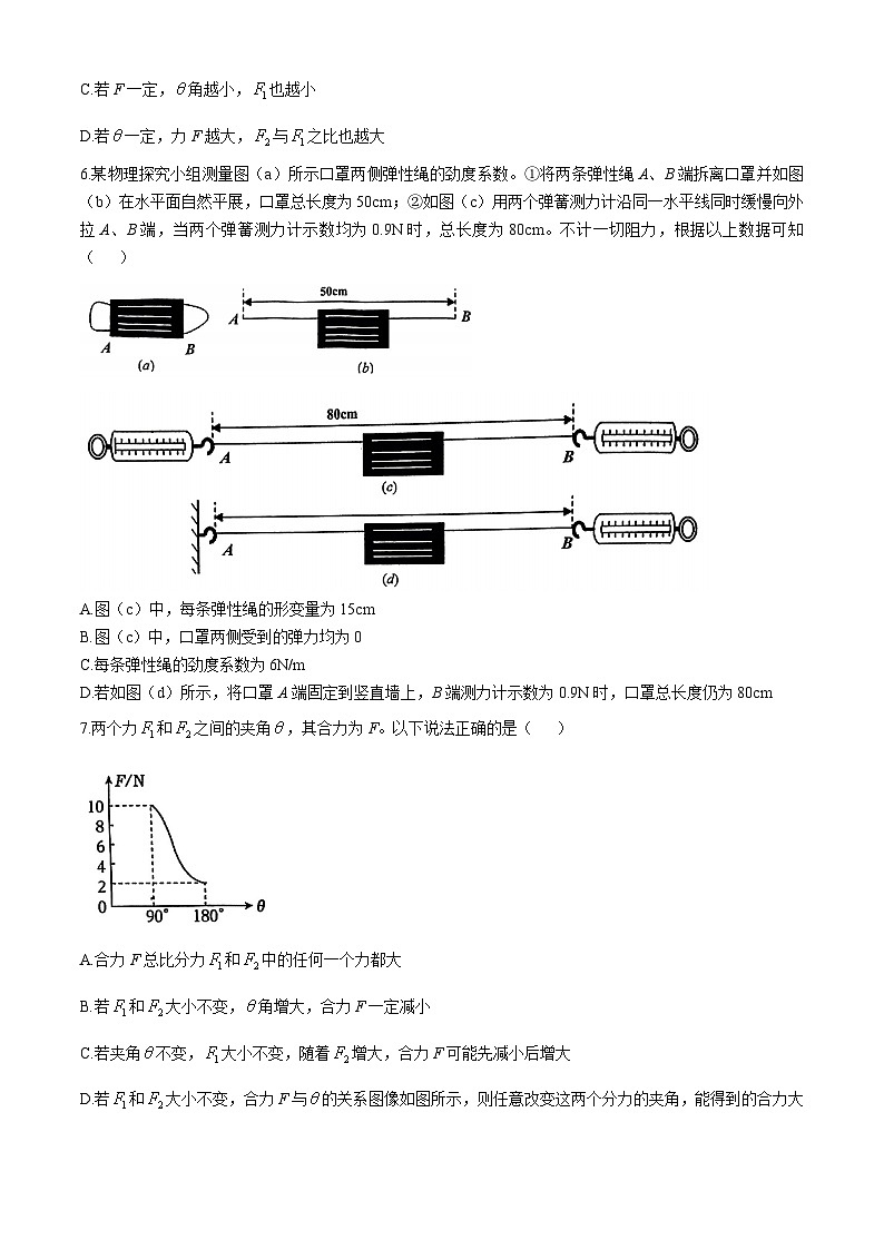 广东省广州市华南师范大学附属中学2024-2025学年高一上学期期中物理试题(无答案)第3页