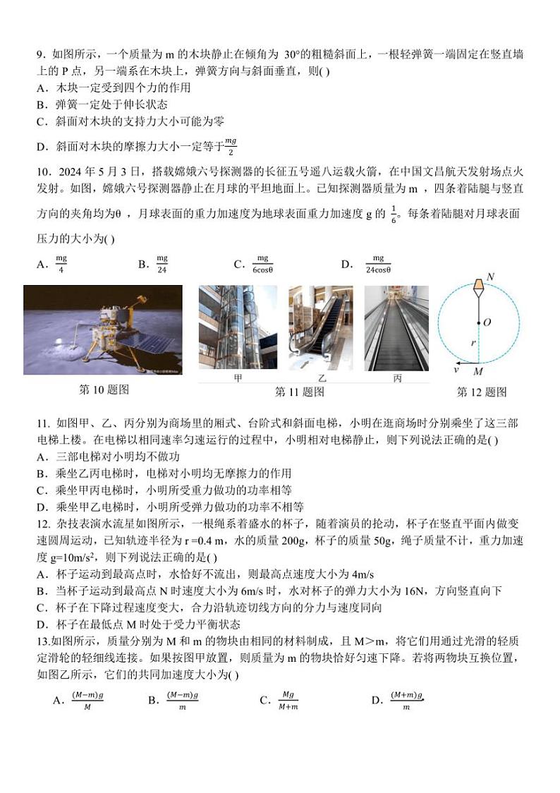 浙江省浙东北联盟（ZDB）2024～2025学年高一上学期期中考试（AP）班物理试卷（含答案）第3页