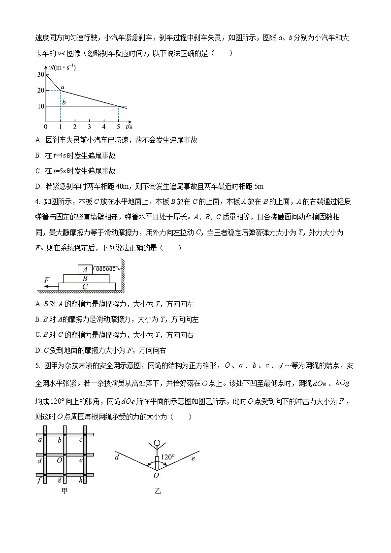 陕西省西安市部分学校2024-2025学年高一上学期10月联考物理试题  Word版无答案第2页