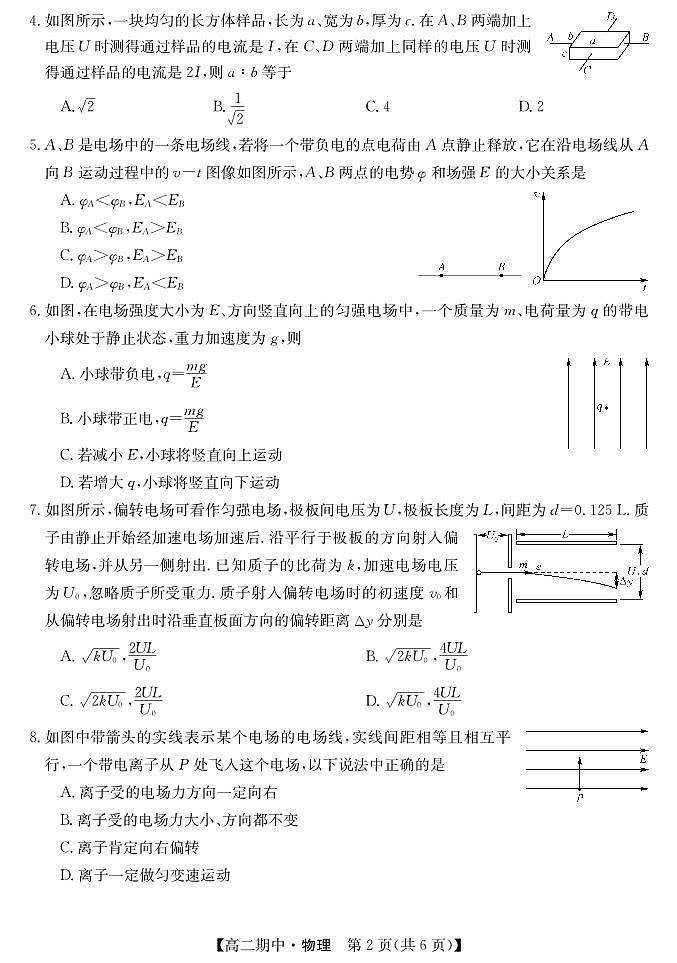 甘肃省庆阳市华池县第一中学2024-2025学年高二上学期11月期中考试物理试题第2页