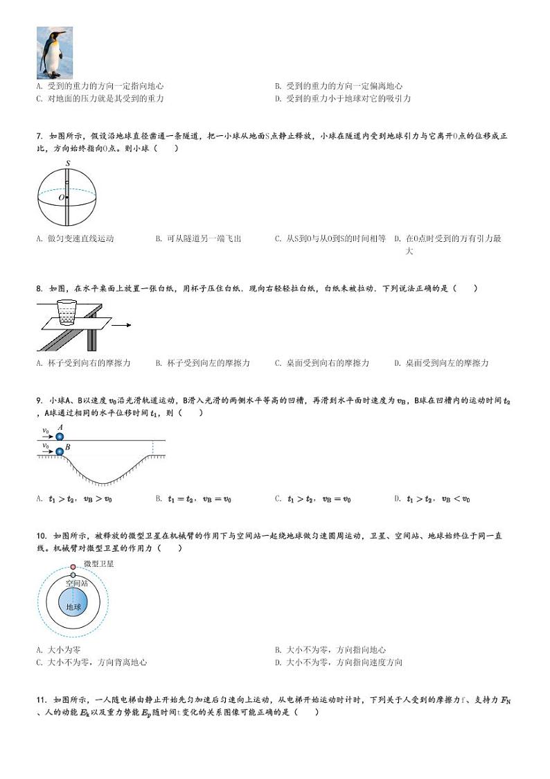 2024～2025学年江苏南京浦口区南京汉开书院高三(上)期中物理试卷(高中部10月)[原题+解析]第2页