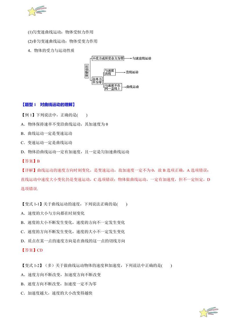 5.1 曲线运动（举一反三）（教师版） 特供 2021-2022学年高二下学期物理人教版（2019）选择性必修第二册同步练习题第2页