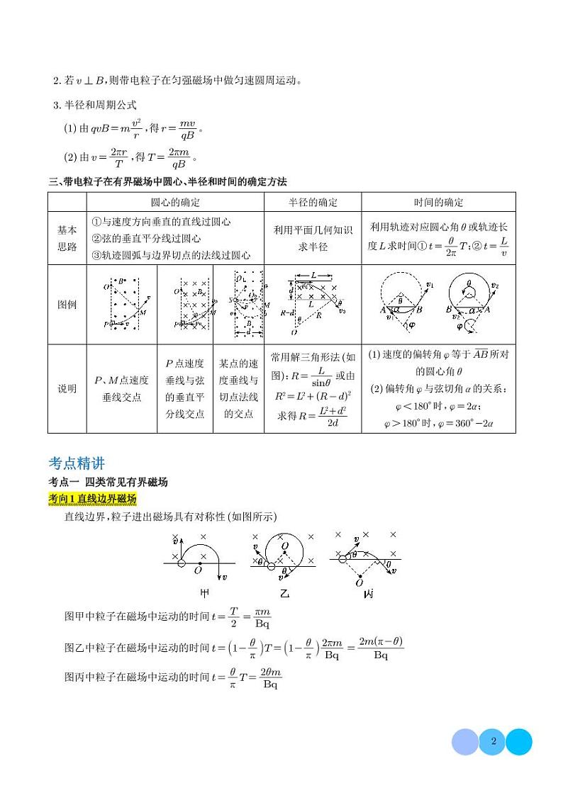 带电粒子在有界匀强磁场中的运动学案-高考物理专题02