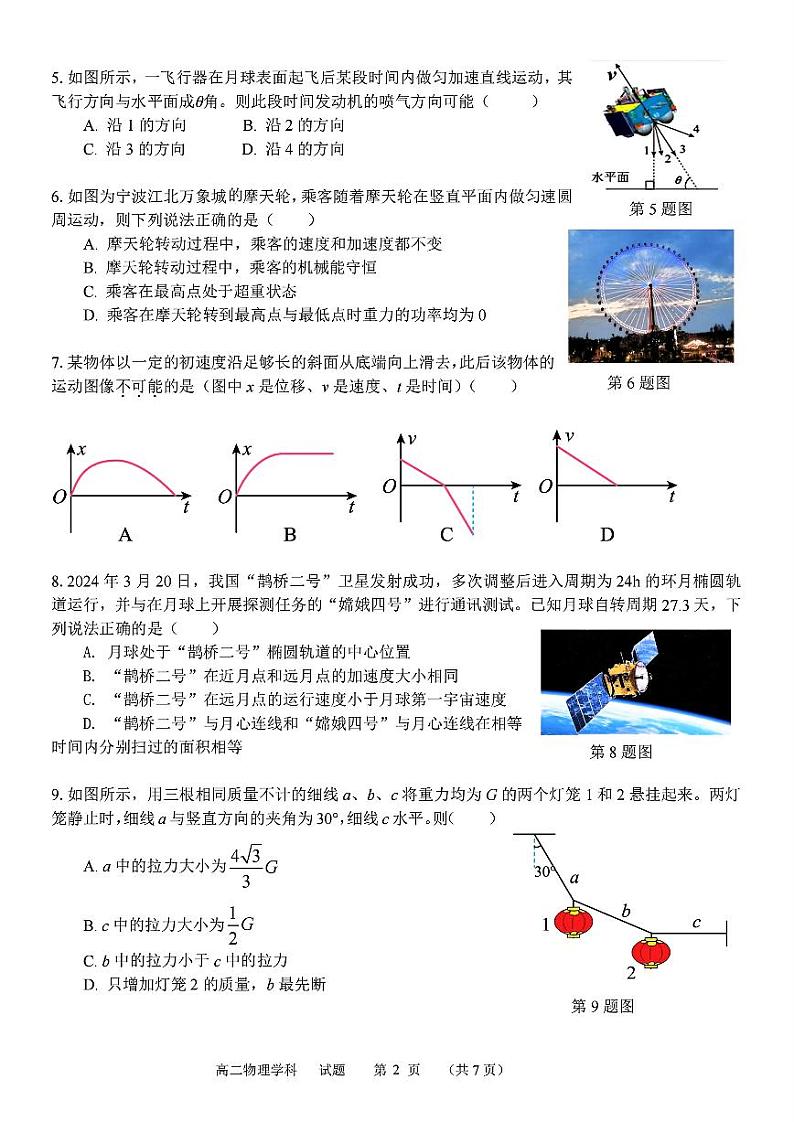 高二年级物理学科试题第2页