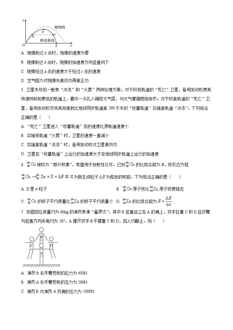 2025届浙江省金华市高三上学期一模（11月）物理试题 Word版无答案第2页