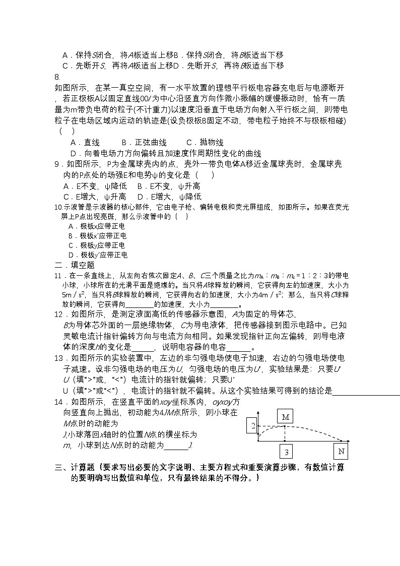 2022年高中物理静电场复习试题新人教版选修3第2页