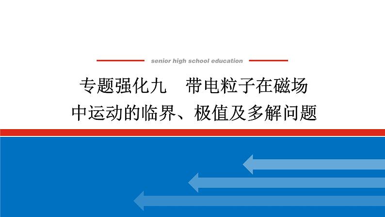 2025届高中物理一轮复习课件：专题强化九带电粒子在磁场中运动的临界、极值及多解问题第1页