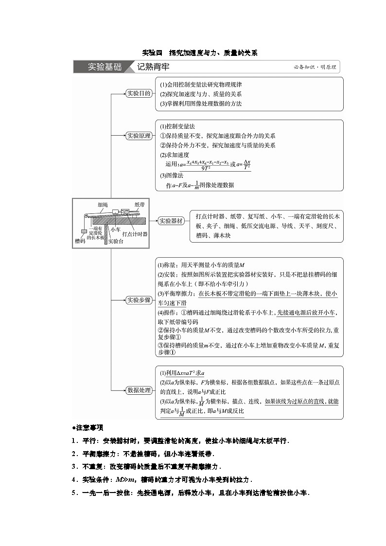 讲义第三章  实验四　探究加速度与力、质量的关系（含解析）第1页