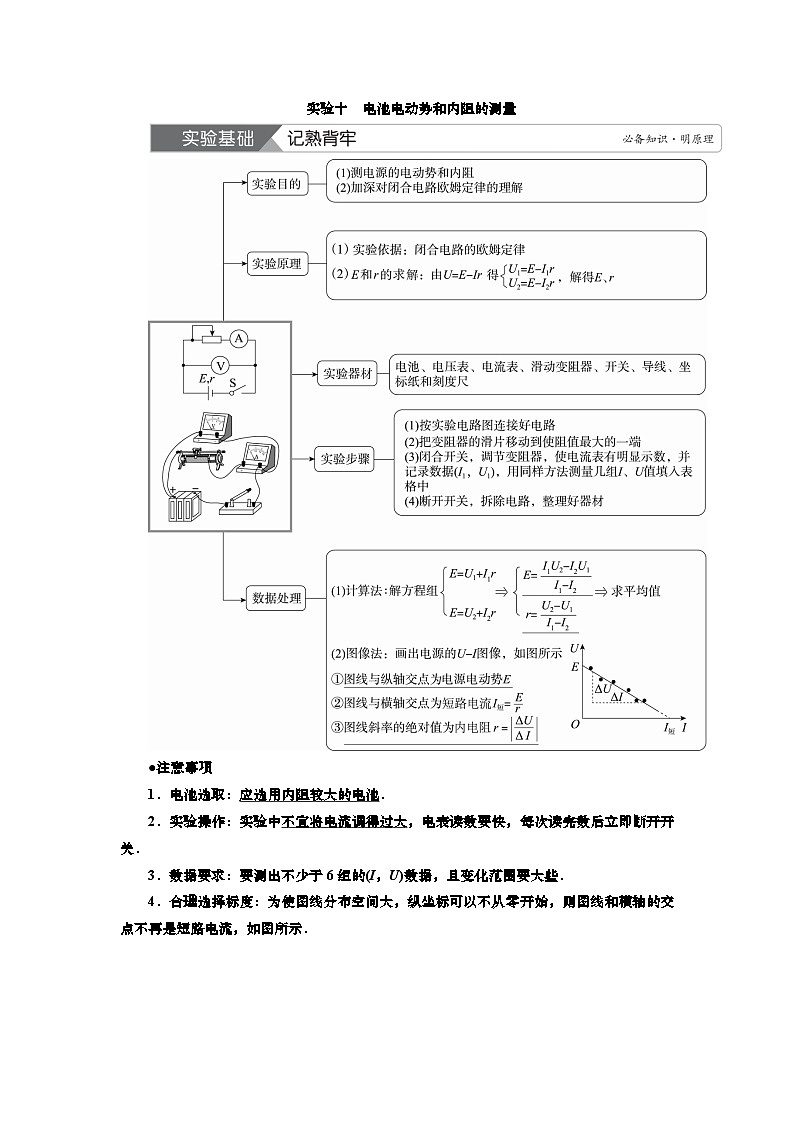 讲义第八章  实验十　电池电动势和内阻的测量（含解析）第1页