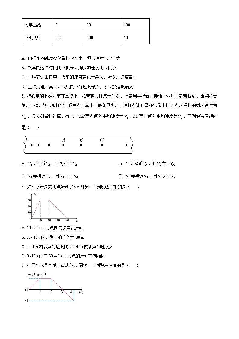 北京市北京市丰台区2024-2025学年高一上学期11月期中物理试题无答案第2页