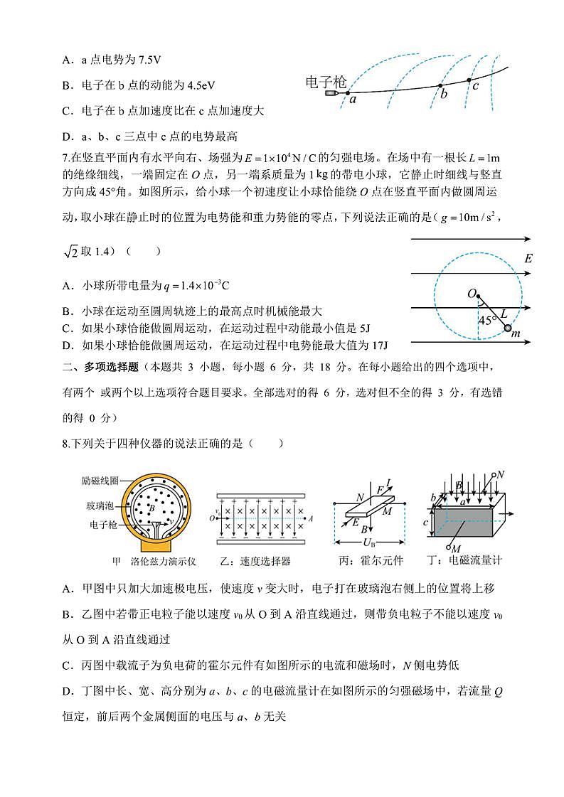 河南省郑州市郑州高新技术产业开发区郑州外国语学校2024～2025学年高二(上)期中物理试卷(含答案)第3页