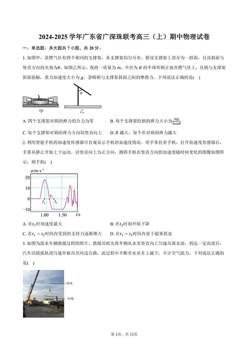 2024～2025学年广东省广深珠联考高三(上)期中物理试卷(含答案)01