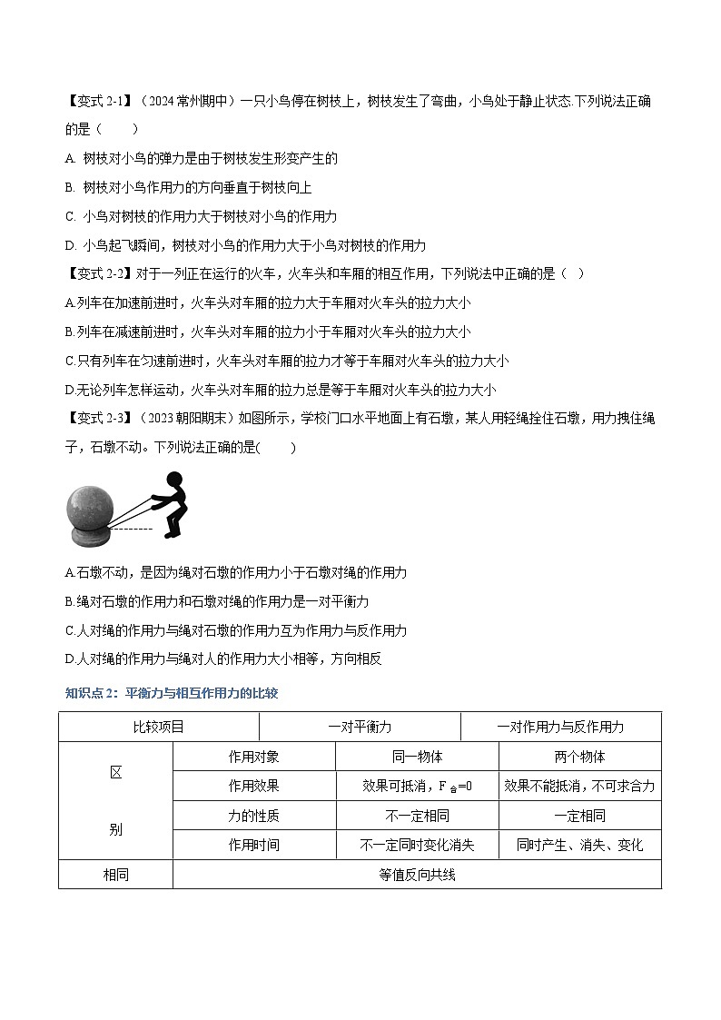 3.3 牛顿第三定律—高一物理 知识点梳理+题型练习（人教版2019必修第一册）第3页