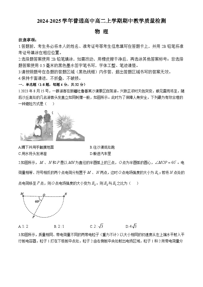 2025信阳高二上学期11月期中考试物理含解析第1页
