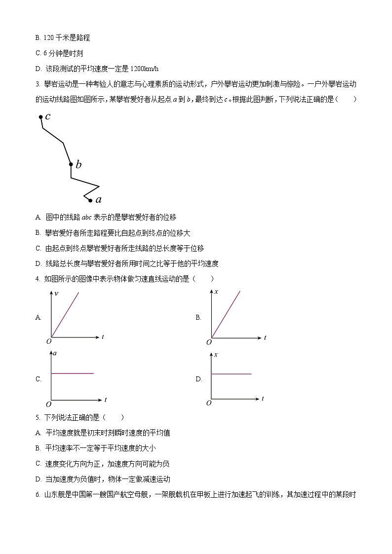 浙江省s9联盟2024-2025学年高一上学期11月期中物理试题 Word版无答案第2页