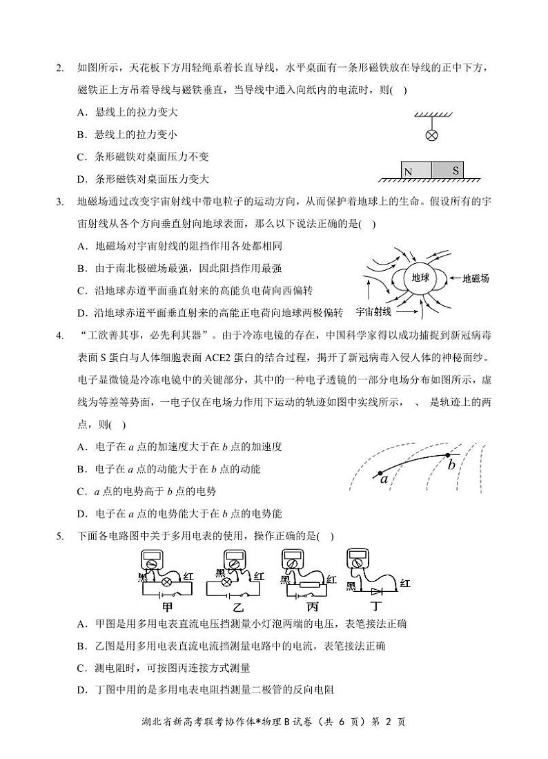 部分名校高二物理B试卷第2页