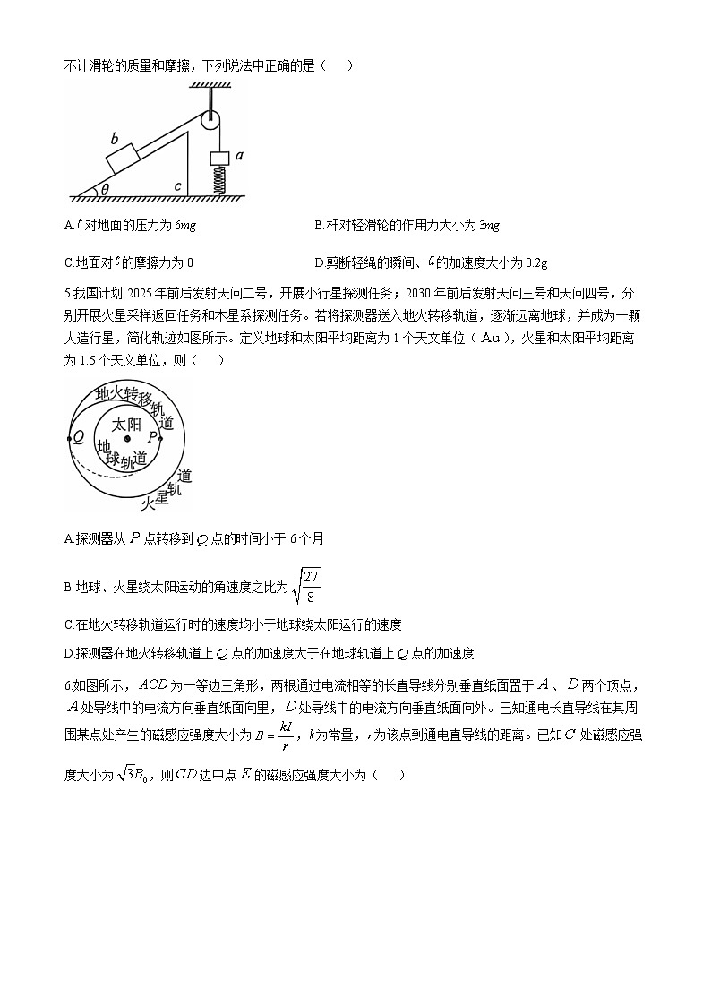 2025武汉江岸区高三上学期11月调考试题物理含答案第2页