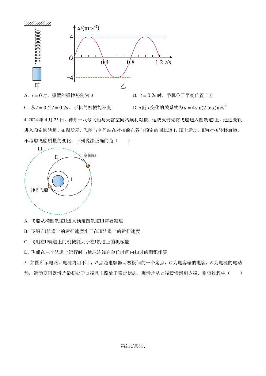 2025届巴蜀中学高三11月适应性月考（三）物理试题第2页
