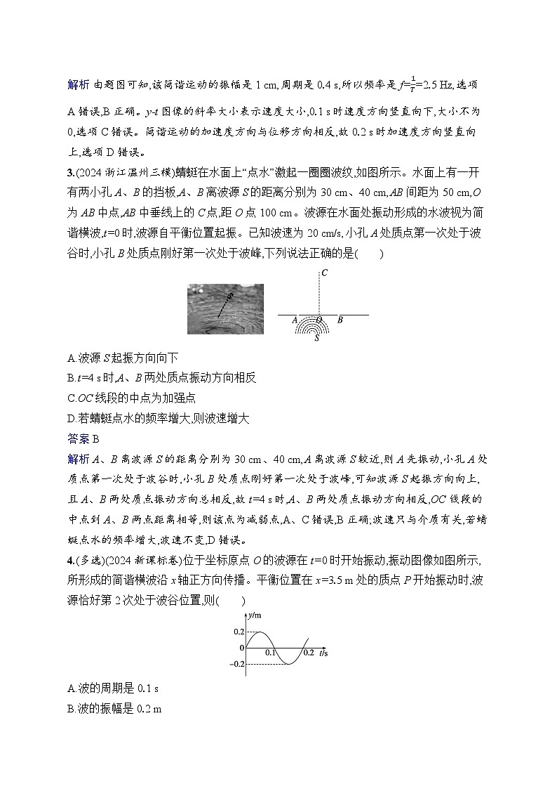 备战2025年高考二轮复习物理（广东版）专题分层突破练12 振动与波（Word版附解析）第2页