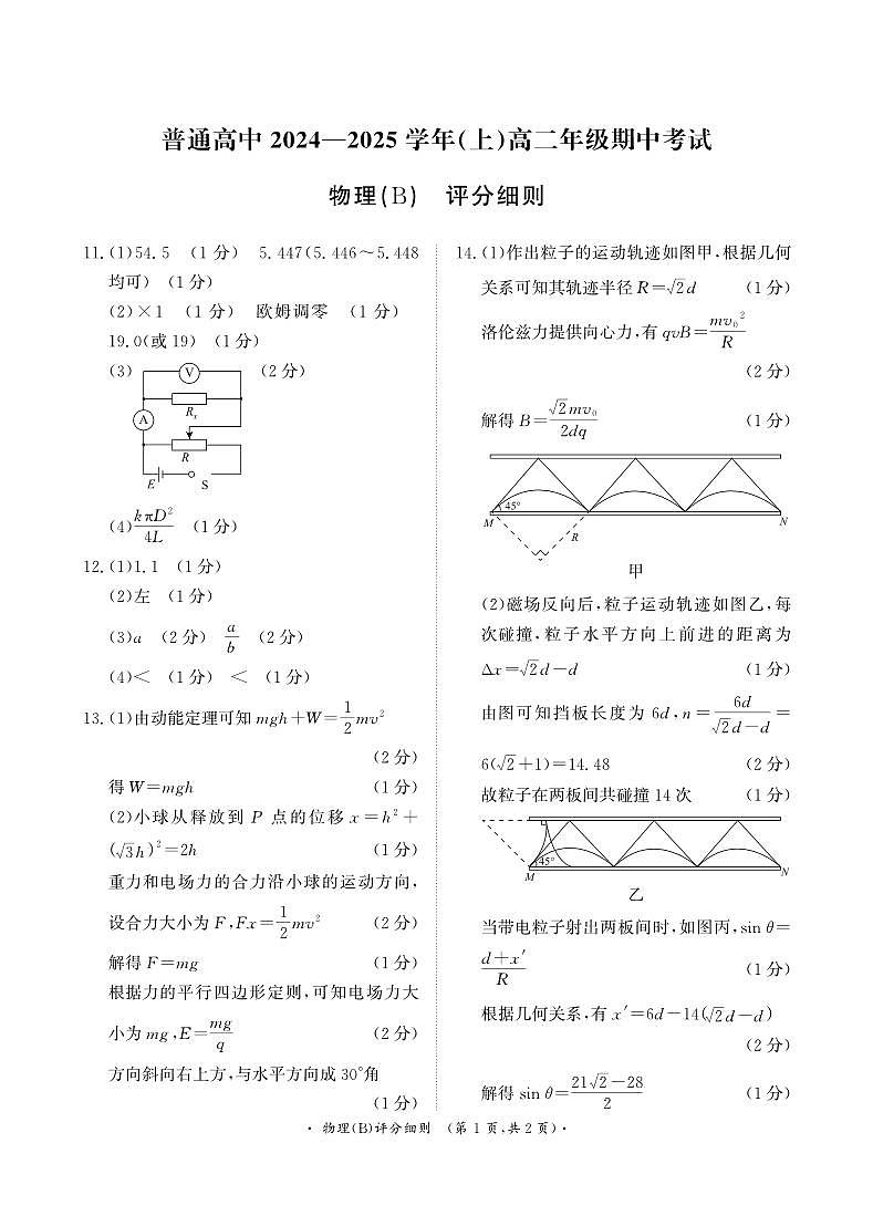 河南省商丘市十校2024-2025学年高二上学期11月期中物理试题（B）01