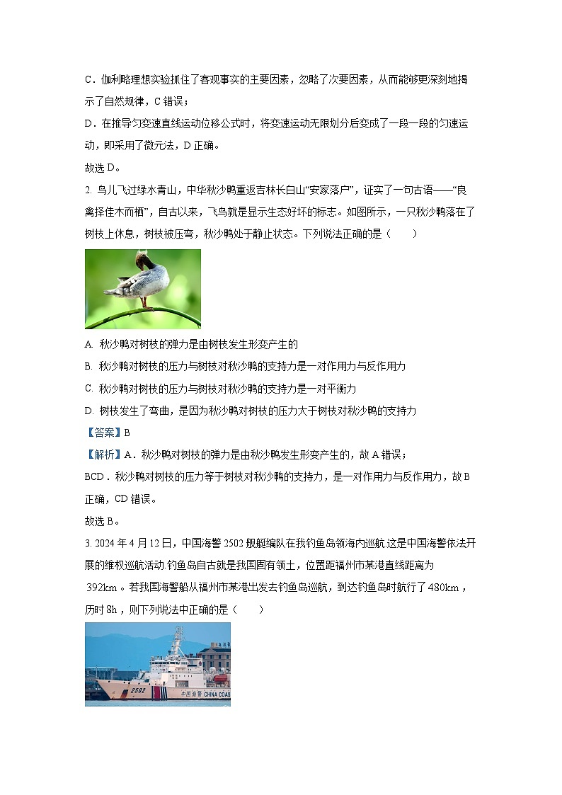 2024-2025学年吉林省松原市高一(上)期中联考物理试卷（解析版）02