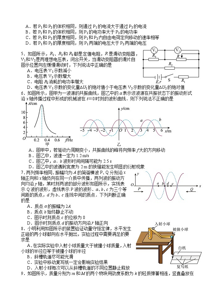 2025扬州中学高二上学期11月期中考试物理含答案02