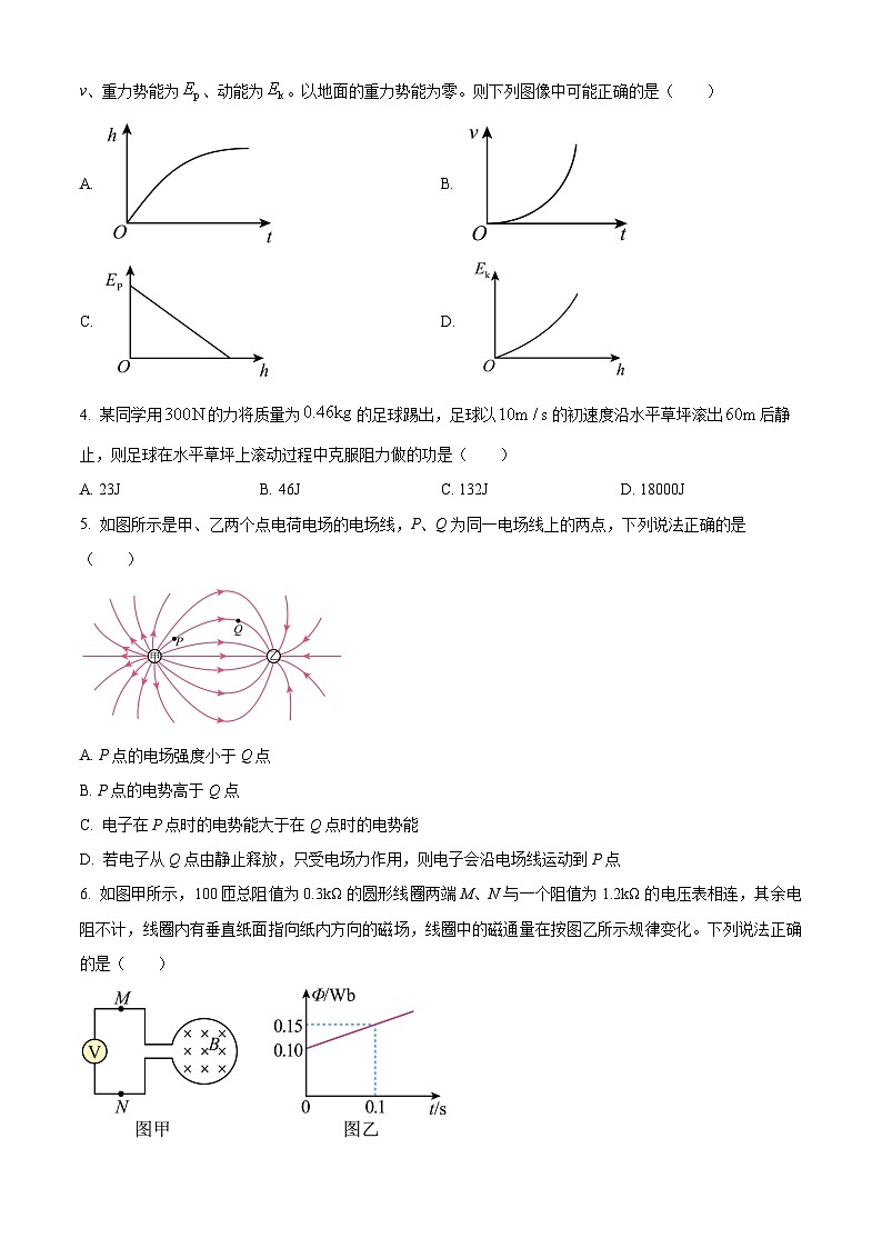 【福建卷】福建省泉州五校高中联考2025届高中毕业班高三上学期11月质量检测（11.8-11.9）物理试卷（原卷版）第2页