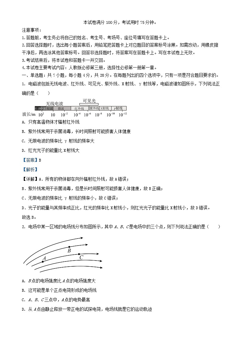 贵州省遵义市2023_2024学年高二物理上学期10月月考试题含解析第1页