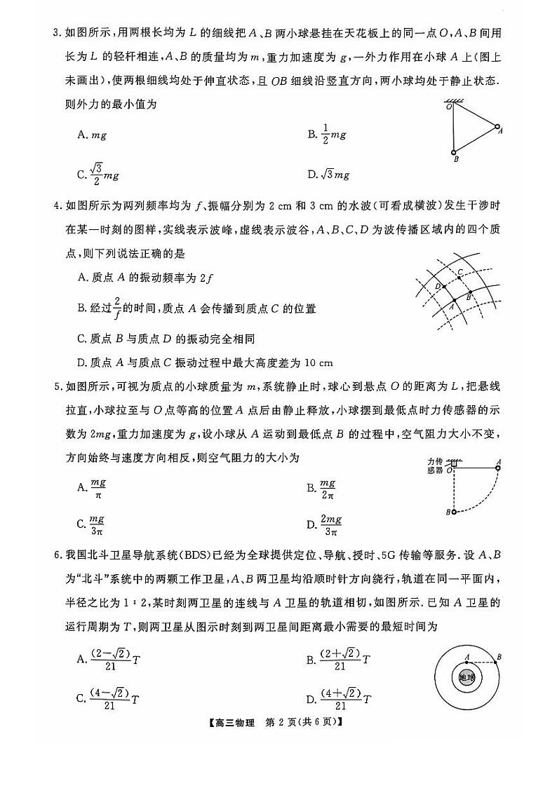 河南省部分示范性高中2024-2025学年高三上学期11月联考物理试题02
