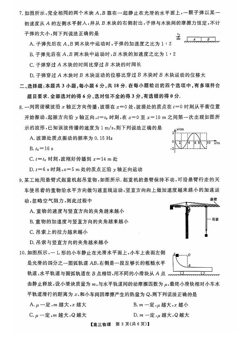 河南省部分示范性高中2024-2025学年高三上学期11月联考物理试题03