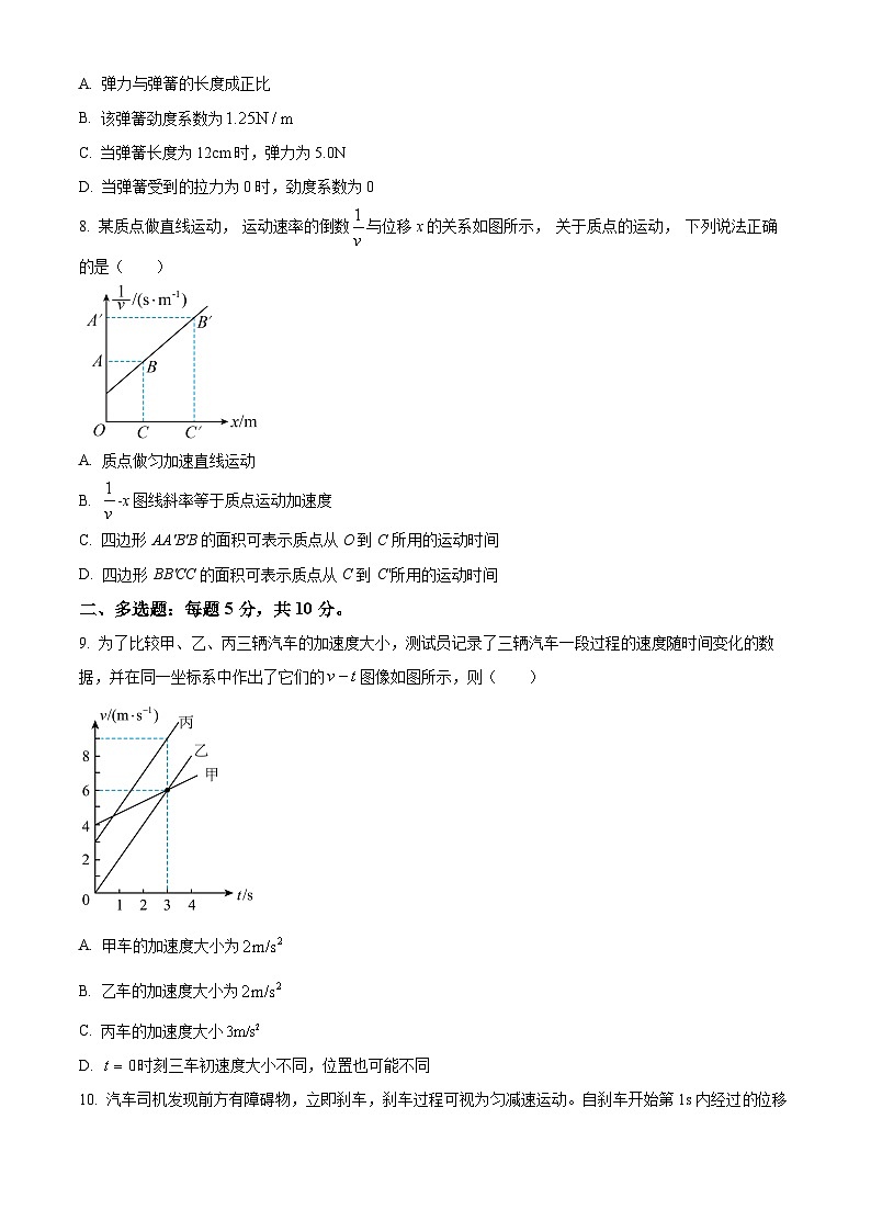 精品解析：安徽省淮南市淮南第二中学2024-2025学年高一上学期期中考试物理试卷（原卷版）第3页