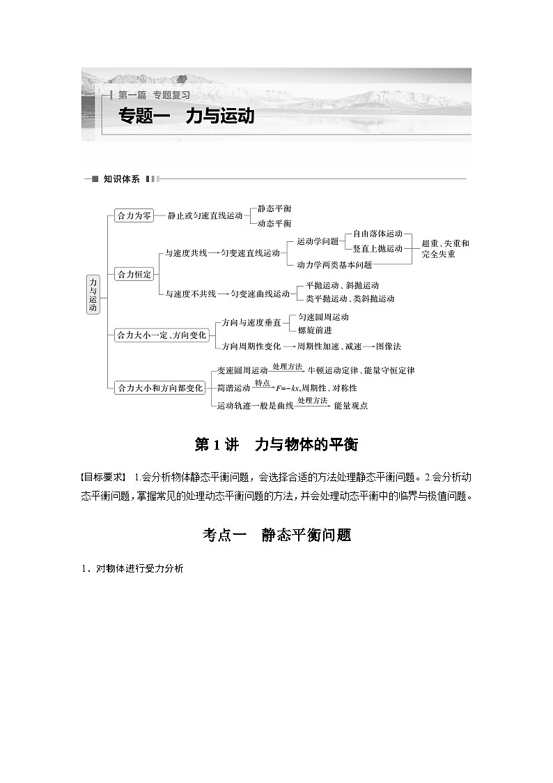 第一篇 专题一 第一讲　力与物体的平衡-【高考二轮】新高考物理大二轮复习（课件+讲义+专练）01