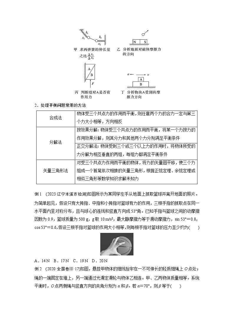 第一篇 专题一 第一讲　力与物体的平衡-【高考二轮】新高考物理大二轮复习（课件+讲义+专练）02