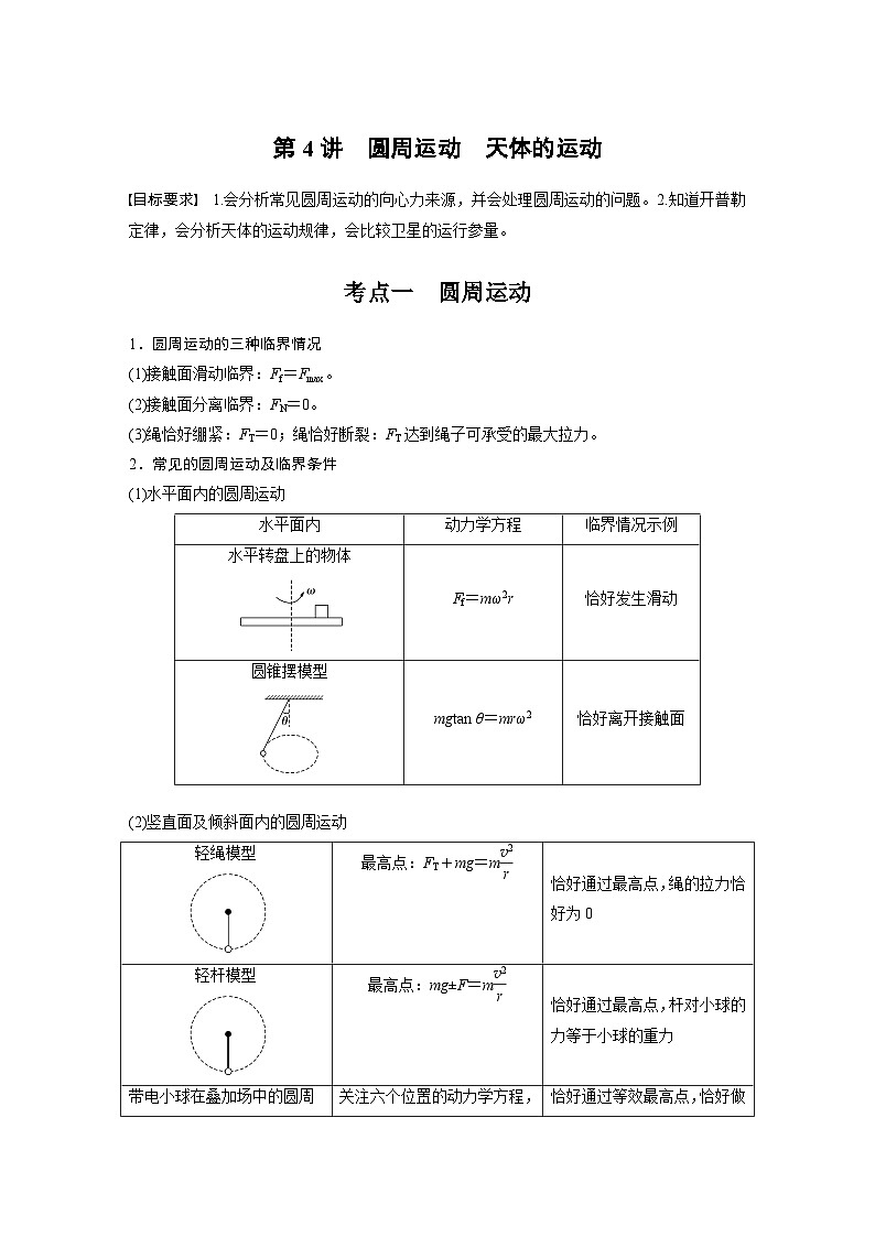第一篇 专题一 第4讲　圆周运动　天体的运动（教师版）第1页