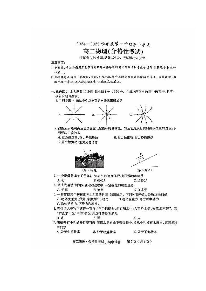 2025茂名电白区高二上学期期中考试物理PDF版含答案第1页