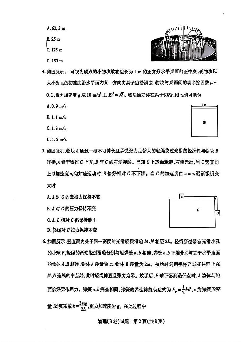 物理丨天一大联考山西省2025届高三上学期11月学情调研测试暨期中考试物理试卷及答案第2页