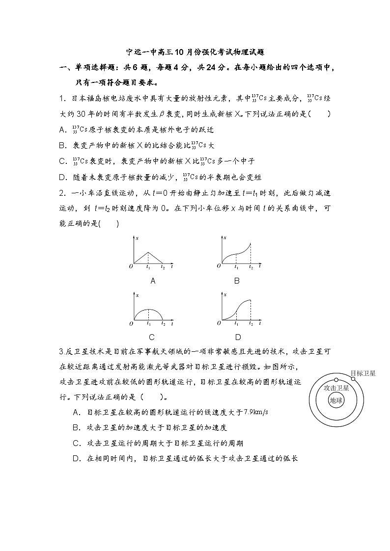 湖南省宁远县第一中学2024-2025学年高三上学期10月强化考试物理试题第1页