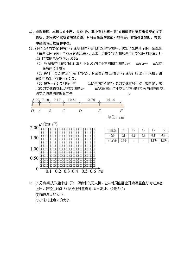 2025无锡江阴六校高一上学期11月期中联考试题物理含答案第3页
