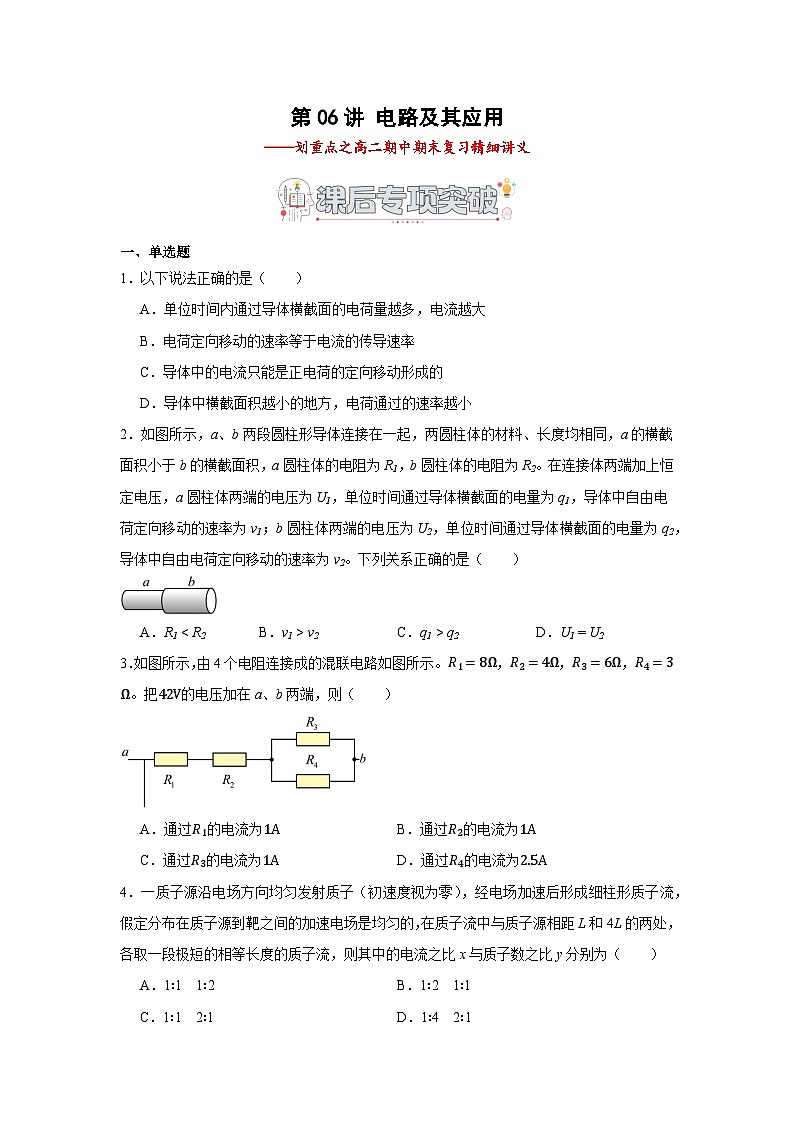 第06讲 电路及其应用 课后专项突破（原卷版）-2024-2025学年高二物理上学期中期末复习精细讲义第1页