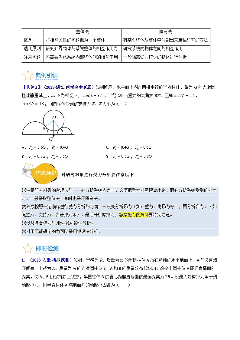 考点07 受力分析 共点力的平衡（核心考点精讲精练）-备战2024年高考物理一轮复习考点帮（新高考专用）（原卷版）第3页