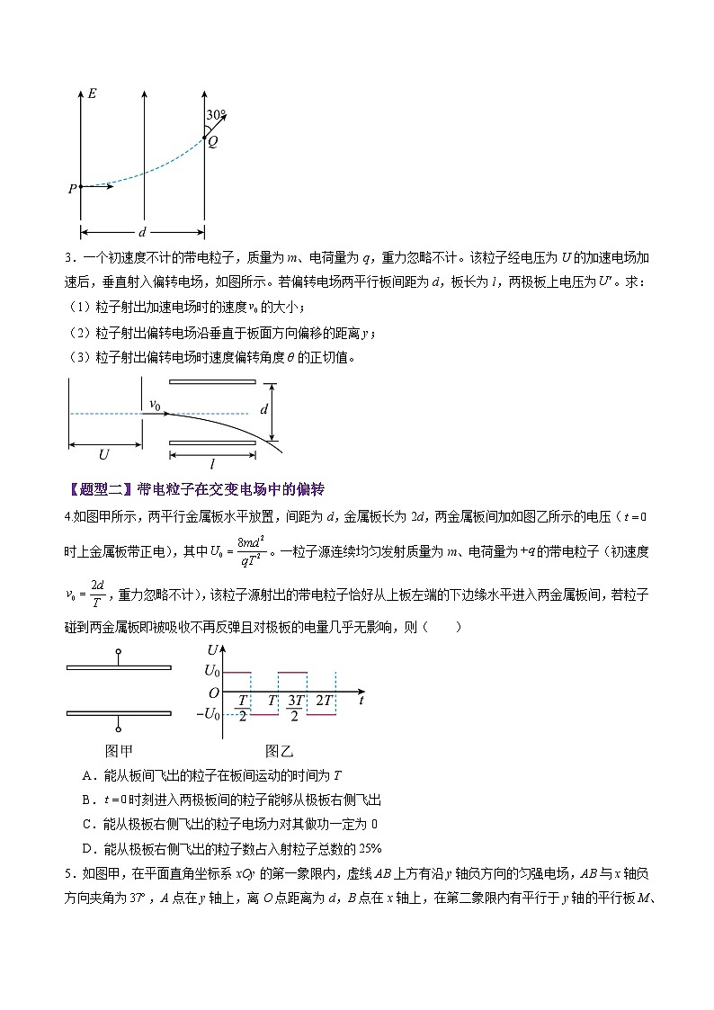 第37讲   带电粒子在电场中的（练习）（原卷版）-2025年高考物理一轮复习讲练测第2页