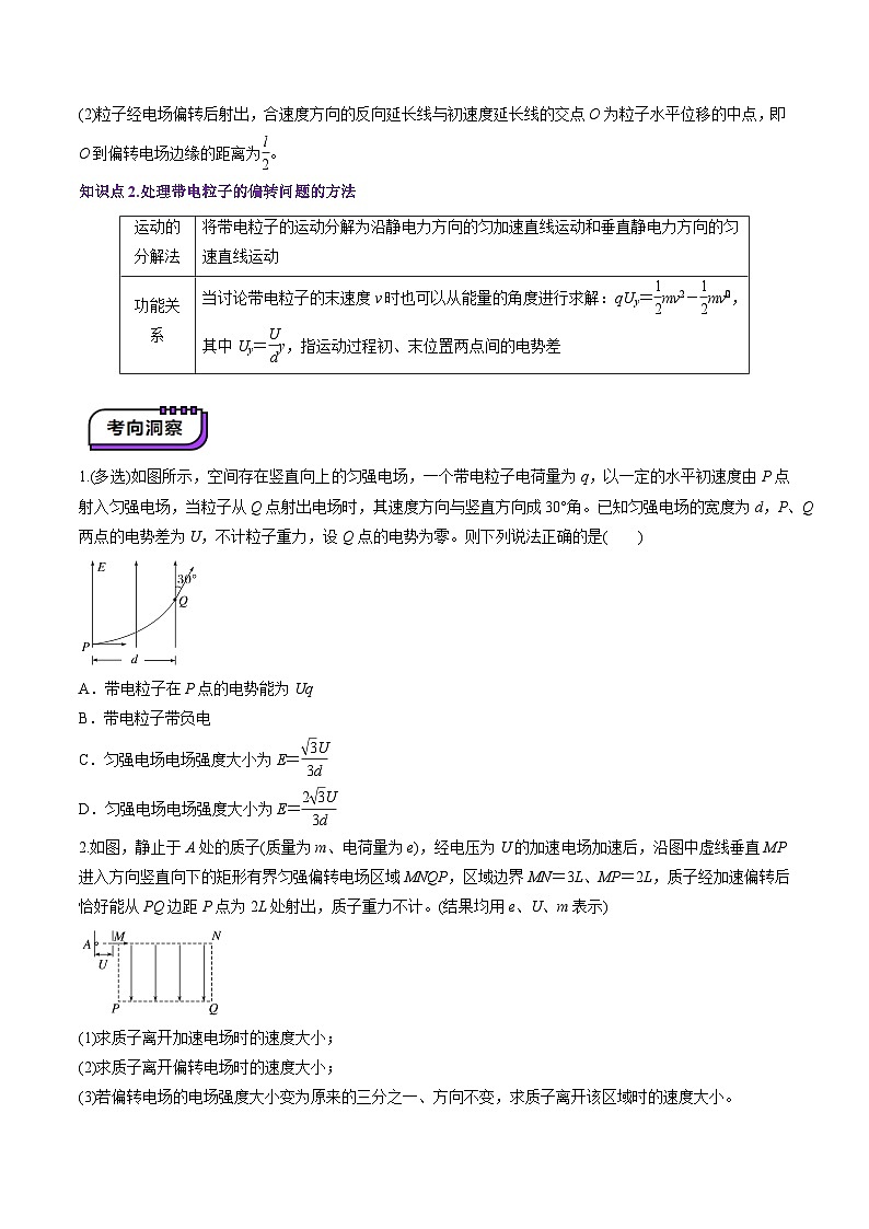 第37讲   带电粒子在电场中的偏转（讲义）（原卷版）-2025年高考物理一轮复习讲练测（新教材新高考）第3页