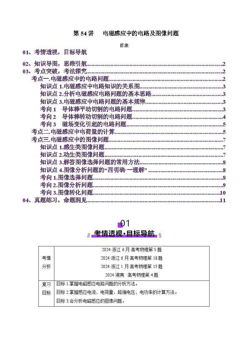 第54讲   电磁感应中的电路及图像问题（讲义）（解析版）-2025年高考物理一轮复习讲练测（新教材新高考）第1页