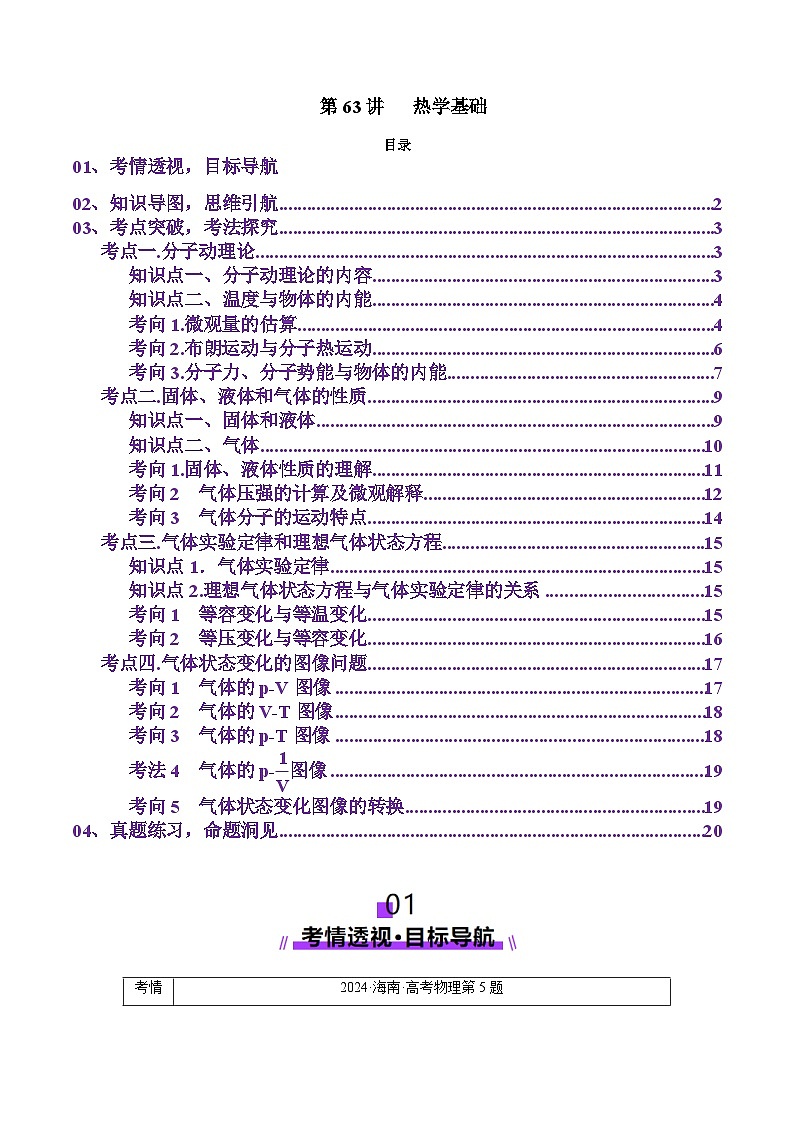 第63讲   热学基础（讲义）（解析版）-2025年高考物理一轮复习讲练测（新教材新高考）01