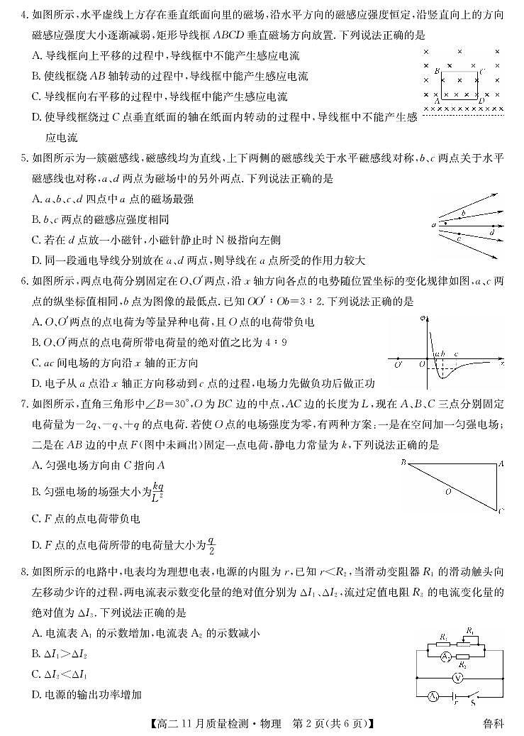物理-高二11月质量检测（鲁科）第2页