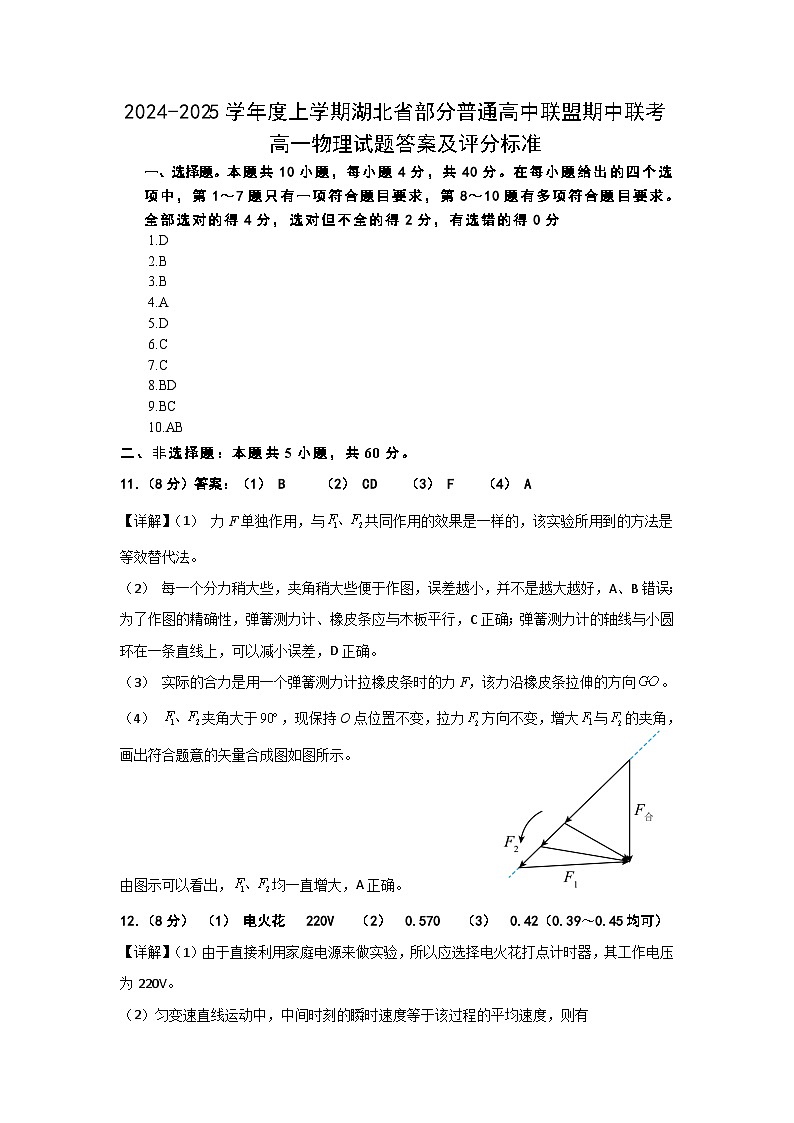 高一物理参考答案第1页