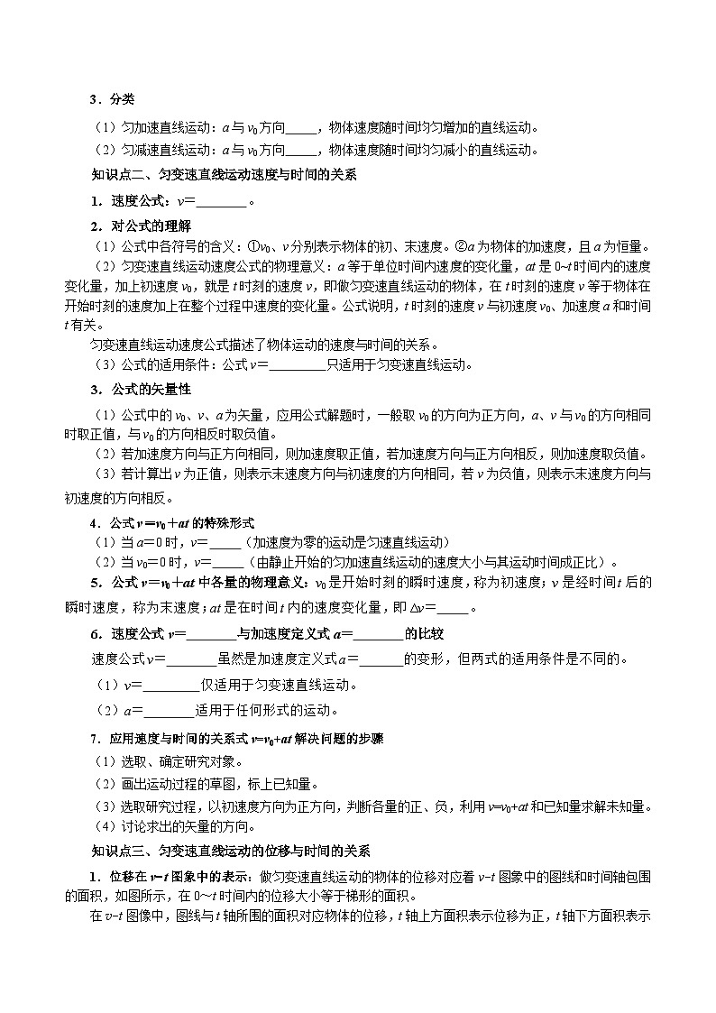 专题02 匀变速直线运动的规律（知识梳理 6大考点精讲精练 实战训练）（原卷版）-2025年高中物理学业水平合格性考试总复习（江苏专用）第2页
