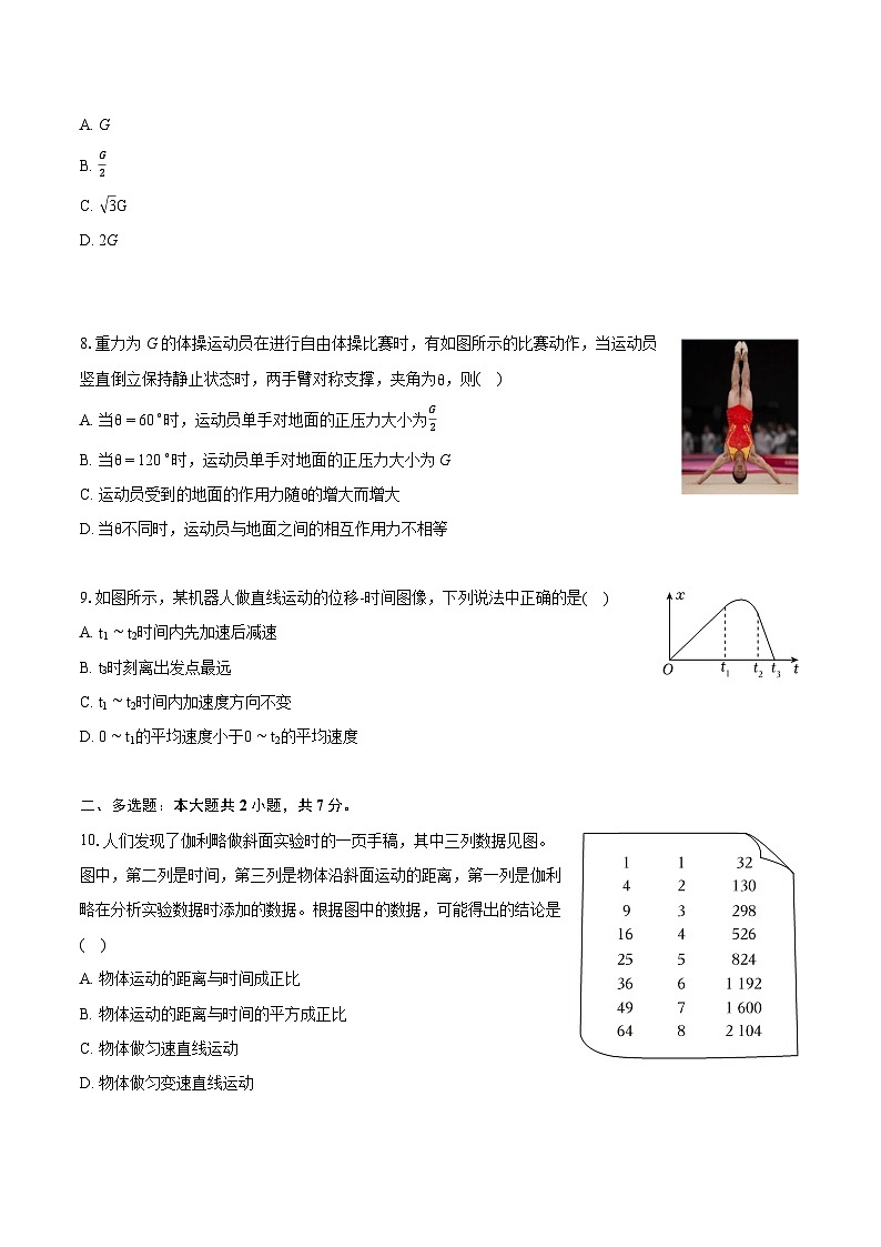 上海市上海师范大学附属中学2024-2025学年高一上学期期中物理试卷第3页