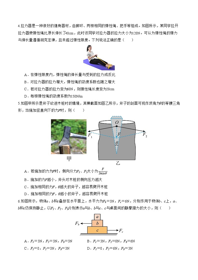 高一物理第三次月考卷【测试范围：第1~3章】（考试版A4）第2页